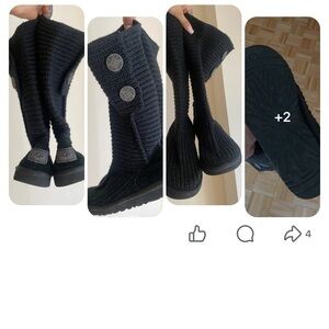 UGG Black Knit Button Boots
